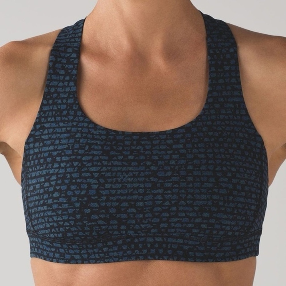 Lululemon Fast Lane Bra Shatter Weave Desert Teal